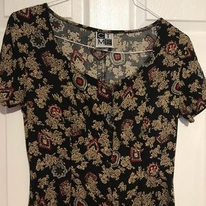 Long button up maxi dress with fancy print